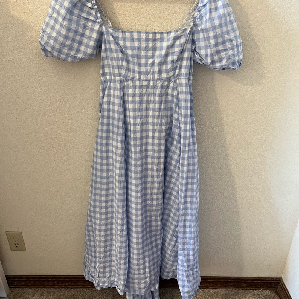 Hill House Light Blue Checkered Dress